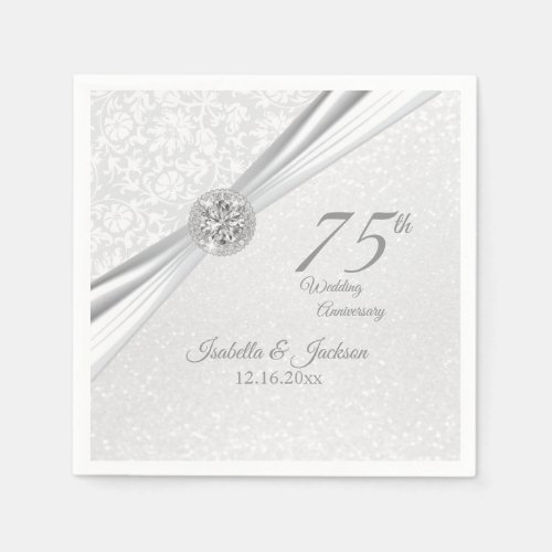 Elegant 60th  75th Diamond Anniversary Design Napkins