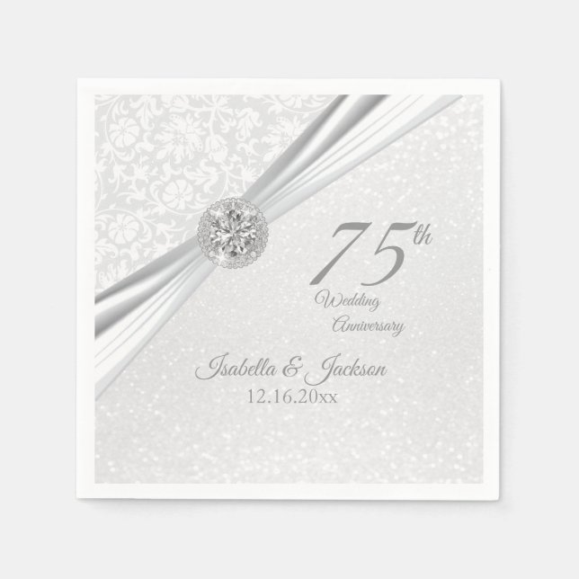 Elegant 60th / 75th Diamond Anniversary Design Napkins (Front)