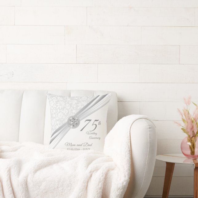 Elegant 60th / 75th Diamond  Anniversary Design Throw Pillow (Couch)