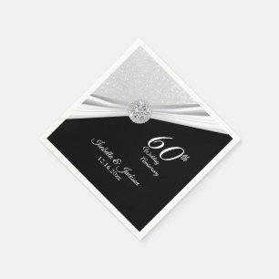 Elegant 60th / 75th Diamond Glitter Anniversary Na Napkins