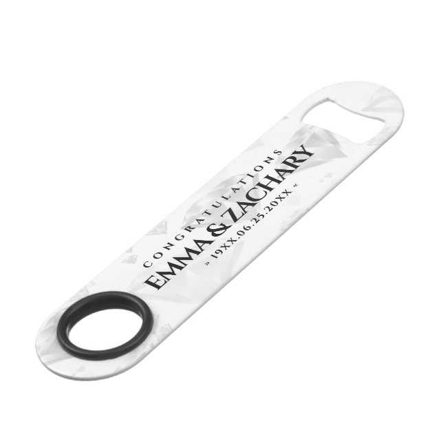 Elegant 60th 75th Diamond Wedding Anniversary Bar Key (Front Angled)