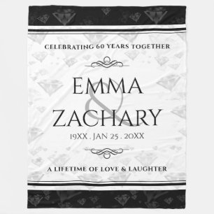 Elegant 60th 75th Diamond Wedding Anniversary Fleece Blanket
