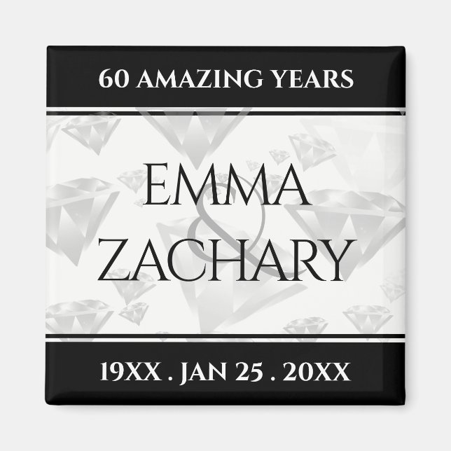 Elegant 60th 75th Diamond Wedding Anniversary Magnet (Front)
