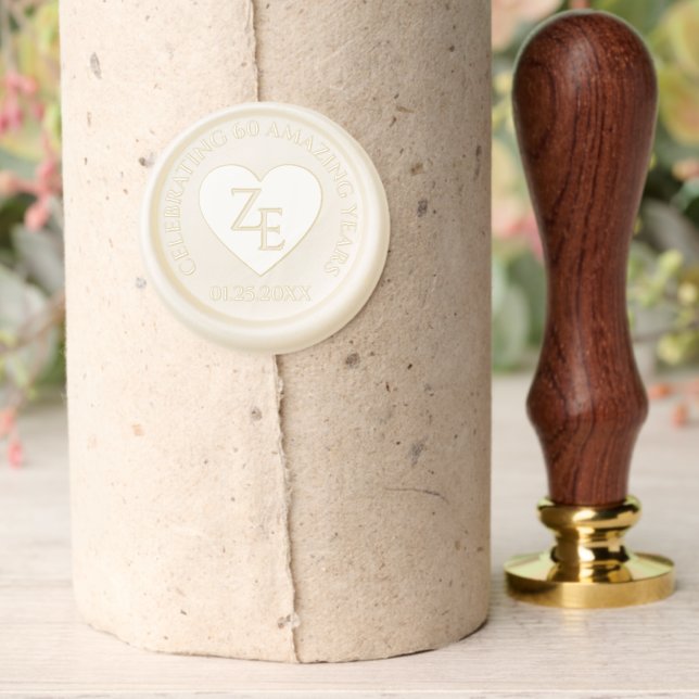 Elegant 60th 75th Diamond Wedding Anniversary Wax Seal Stamp (Insitu (Parchment))