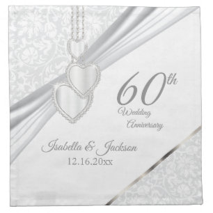Elegant 60th / 75th Wedding Anniversary Design Cloth Napkin