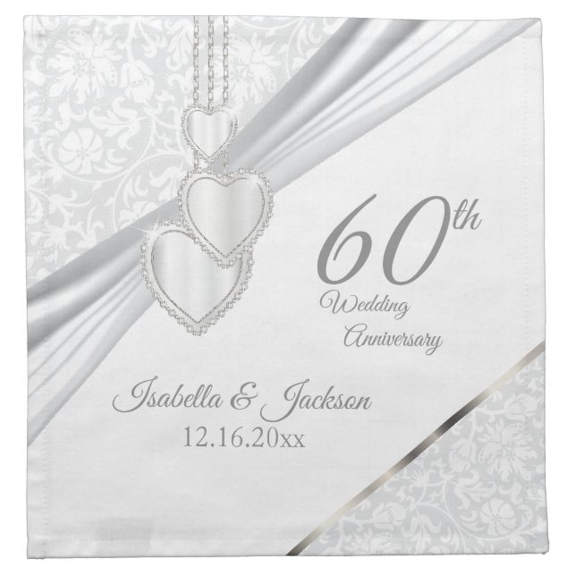 Elegant 60th / 75th  Wedding Anniversary Design Cloth Napkin (Front)