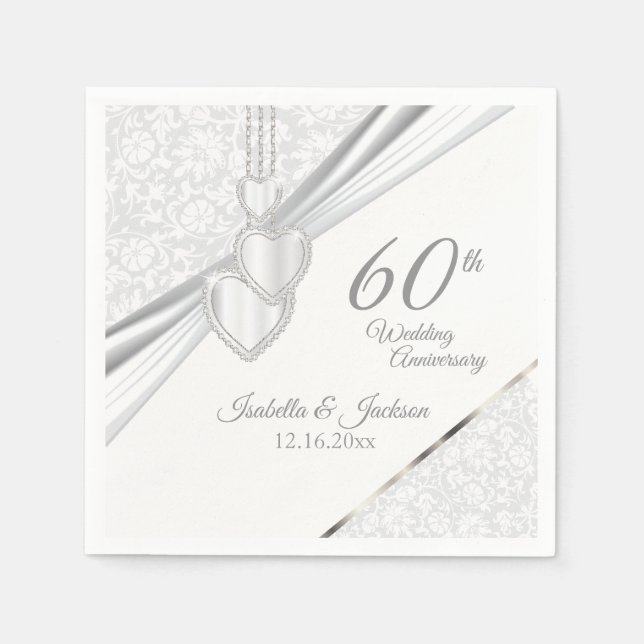 Elegant 60th / 75th  Wedding Anniversary Design Napkins (Front)