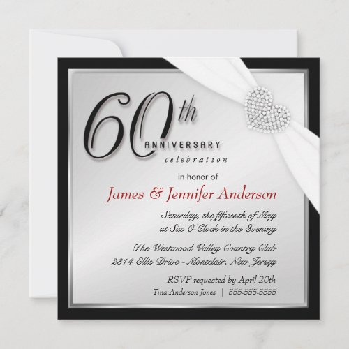 Elegant 60th Annniversary Party Invitations