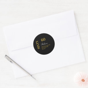 Elegant 60th Birthday Black and Gold Thank You Classic Round Sticker