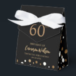 Elegant 60th birthday Black gold Confetti Custom Favor Boxes<br><div class="desc">Celebrate a milestone birthday in style with our Elegant 60th Birthday Black Gold Confetti Custom Favor Box. The gold, black, and white confetti theme adds a touch of glamour to the 60th birthday celebration. Make it truly special by personalizing and customizing this favor box with the name of the celebrant,...</div>