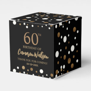 Elegant 60th birthday Black gold Confetti Custom Favor Boxes