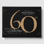 Elegant 60th Birthday Black Gold Script Custom Guest Book<br><div class="desc">Elegant 60th Birthday Black Gold Script Custom Guest Book. And elegantly designed special birthday celebration,  featuring a custom photo of birthday person and script calligraphy with vintage flourish elements. Simple enough to fit a variety of themes and colors!
Need help? Simply contact me!</div>