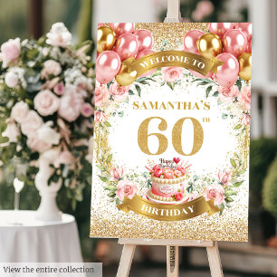 Elegant 60th Birthday Boho Blush Gold Welcome Sign