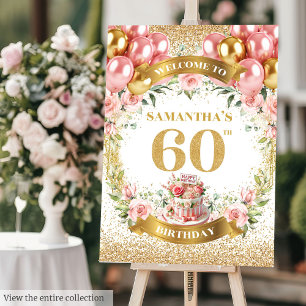 Elegant 60th Birthday Boho Welcome Gold Glitter Foam Board