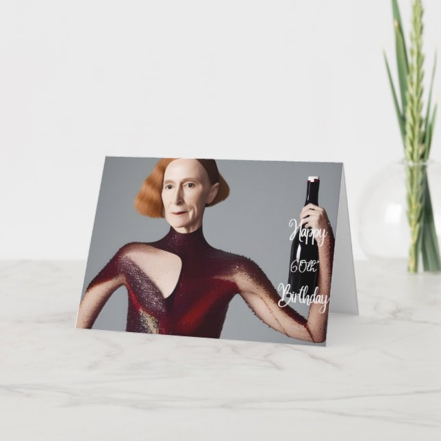 Elegant 60th Birthday Card for A Wine Mom (Front)