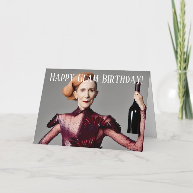 Elegant 60th Birthday Card for A Wine Mom (Front)