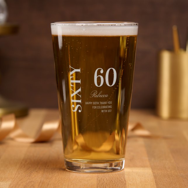 Elegant 60th Birthday Cocktail Party  Pint Glass (Party)