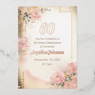 Elegant 60th Birthday Foil Invitation