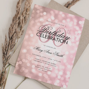 Elegant 60th Birthday Glam Rose Gold Shimmer Light Invitation