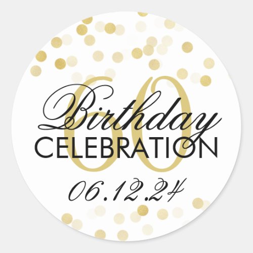 Elegant 60th Birthday Gold Foil Glitter Lights Classic Round Sticker