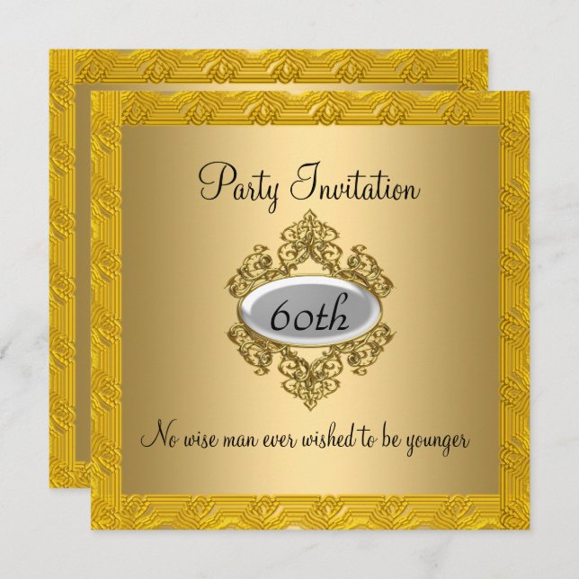 Elegant 60th birthday Gold Invitation (Front/Back)