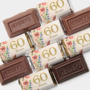 Elegant 60th Birthday Gold Wildflower Candy Hershey's Miniatures