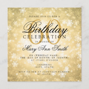 Elegant 60th Birthday Gold Winter Wonderland Invitation