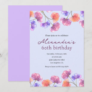 Elegant 60th birthday invitations Boho Floral Chic