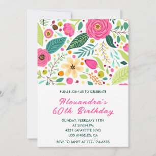 Elegant 60th birthday invitations Floral Colorful 