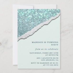 Elegant 60th birthday invitations Glam Glitter