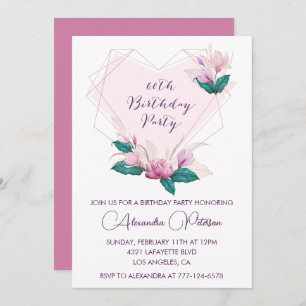 Elegant 60th birthday invitations Pink Floral