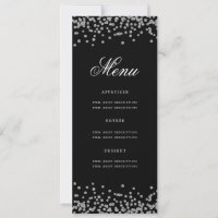Elegant 60th Birthday Menu Silver Black Confetti
