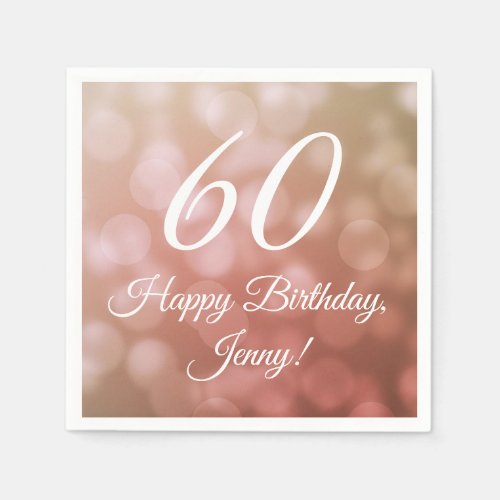 Elegant 60th Birthday Napkins For Her in Pink