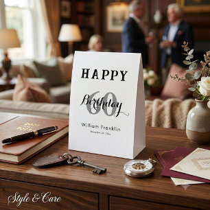 Elegant 60th Birthday Paper Table Tent
