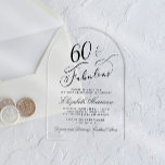 Elegant 60th Birthday Party Acrylic Invitations<br><div class="desc">Elegant clear acrylic 60th birthday party invitation featuring "60 & Fabulous" and her name in chic scripts and the party details in simple,  modern lettering.</div>