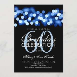 Elegant 60th Birthday Party Blue Hollywood Glam Invitation