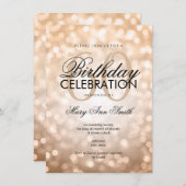 Elegant 60th Birthday Party Copper Glitter Lights Invitation (Front/Back)