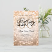 Elegant 60th Birthday Party Copper Glitter Lights Invitation (Standing Front)