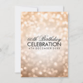 Elegant 60th Birthday Party Copper Glitter Lights Invitation (Back)