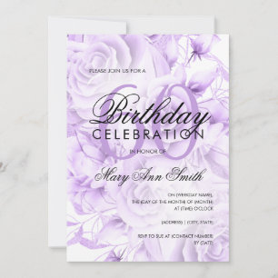 Elegant 60th Birthday Party Floral Purple Invitation