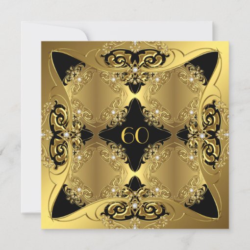 Elegant 60th Birthday Party Gold Black Diamond Invitation Zazzle