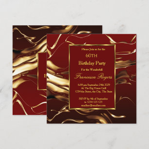 Elegant 60th Birthday Party Gold Burgundy Invitation