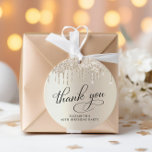 Elegant 60th Birthday Party Gold Glitter Thank You Favor Tags<br><div class="desc">Elegant gift tags for your 60th birthday party featuring "Thank You" and "60 & Fabulous" in stylish calligraphy,  a gold faux foil background and gold faux glitter.</div>