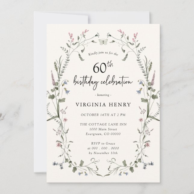 Elegant 60th Birthday Party Invitation (Front)