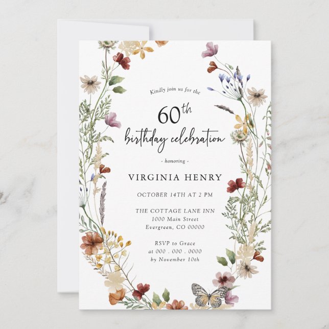Elegant 60th Birthday Party Invitation (Front)