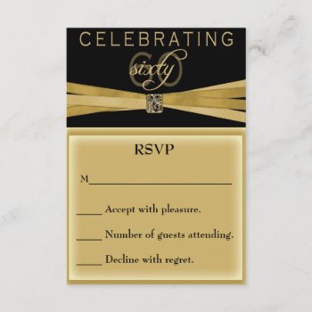 Elegant 60th Birthday Party Invitations Rsvp Card by NightSweatsDiva at Zazzle