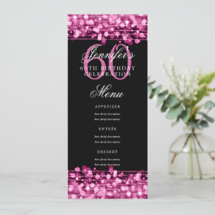 Elegant 60th Birthday Party Menu Hot Pink Lights Invitation