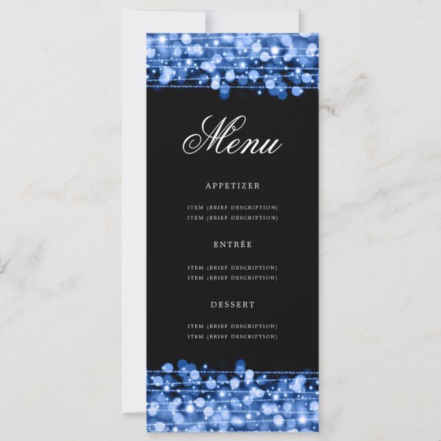 Elegant 60th Birthday Party Menu Navy  Invitation (Back)
