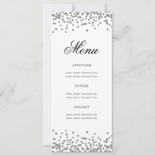 Elegant 60th Birthday Party Menu Silver Invitation