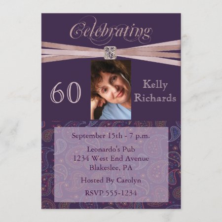 Elegant 60th Birthday Party  Photo Invitations